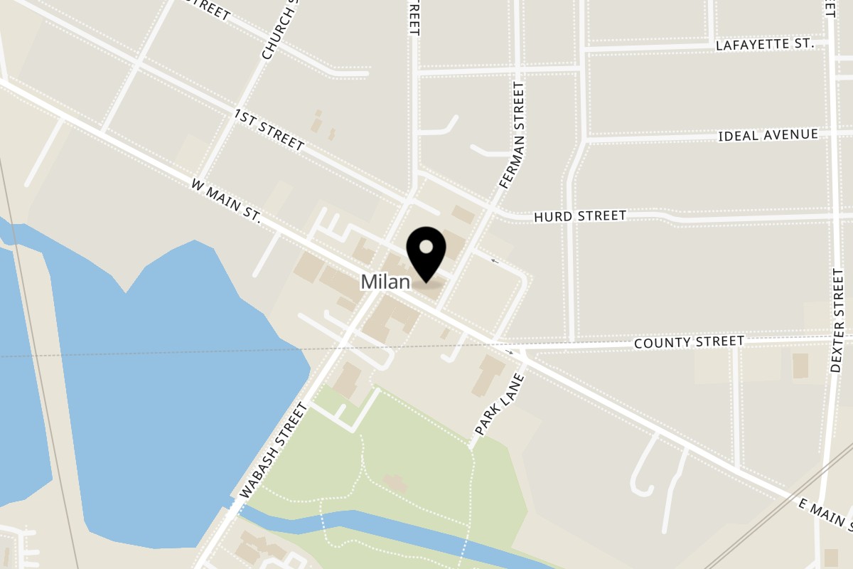 Map showing the location of Shawarma Twins on 37 E Main St in Milan